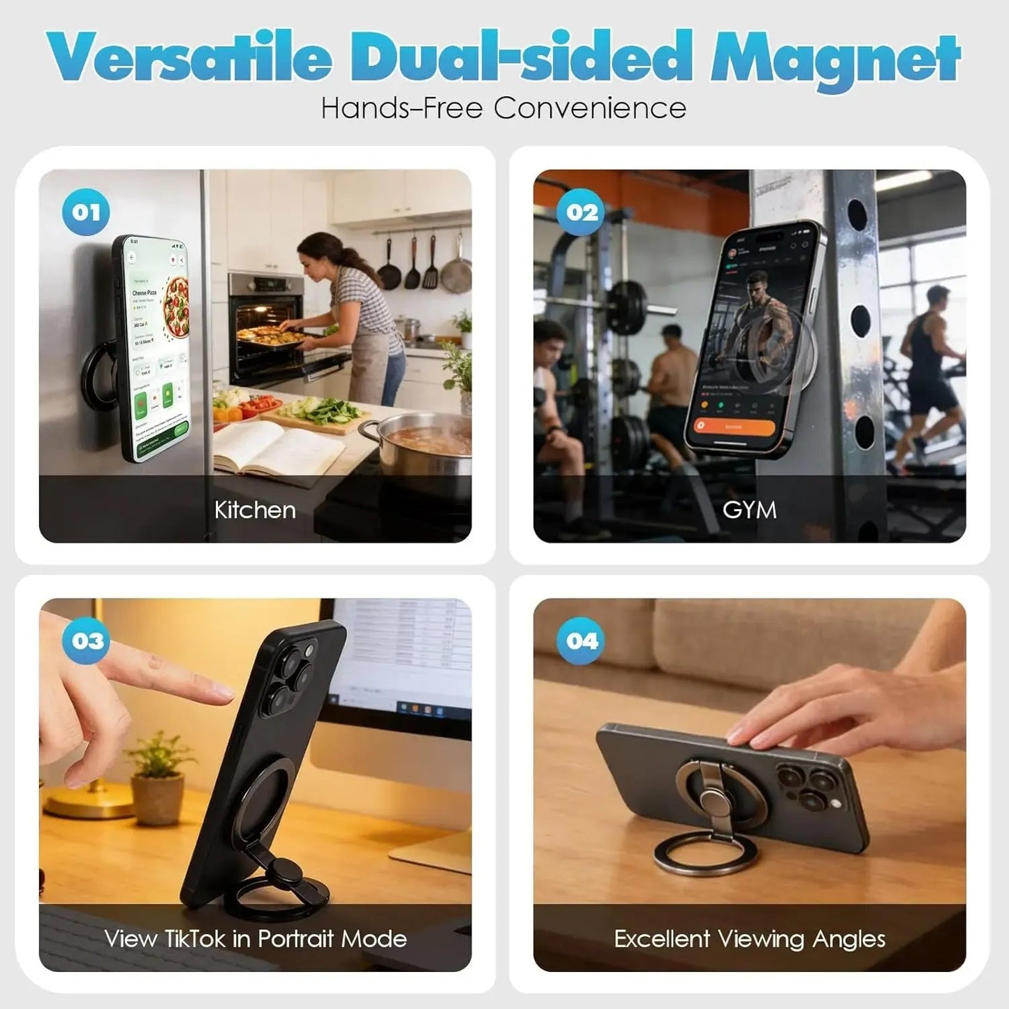 🧲 Magnetic Phone Stand & Fidget Spinner Combo – 360° Foldable Ring Holder with Strong Magnetic Grip, MagSafe Compatible Phone Stand for Desk, Car & Travel