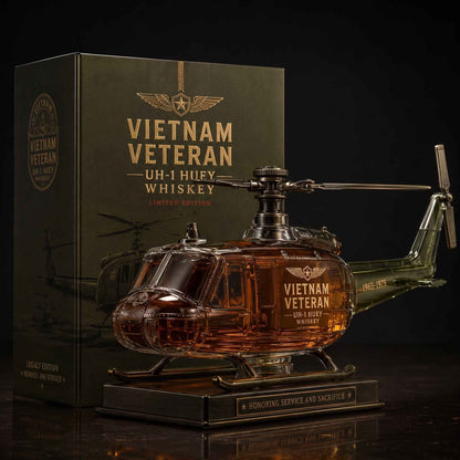 🚁Vietnam Veteran UH-1 Huey Helicopter 1965-1975 Whiskey Bottle
