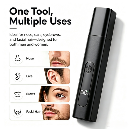 Professional LED Display Nose & Ear Trimmer, Painless Travel Gifts for Men Women