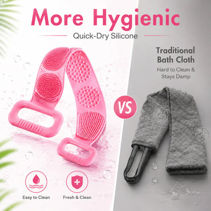 🛁 Double-Sided Back Scrubber – Flexible Silicone Bath Strap