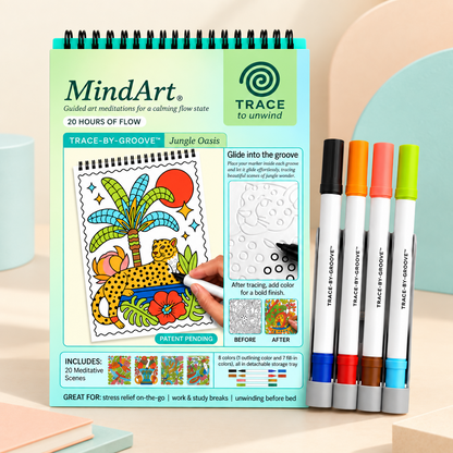 🥳2026 HOT SALE🥳💞50K+ SOLD! 🥚 🌿Trace-By-Groove Guided Flow Art Coloring Pad with Double-Sided Markers 🎨