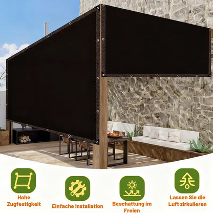 90% Blackout Cloth (Black) - 10 x 13ft UV-Resistant Shade Net with Reinforced Rivets,