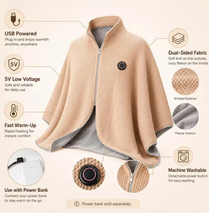 🔥 Last Day 52% Off!🔥Portable USB Electric Heated Blanket Perfect for Outdoors or the Office. Use as a Single-Person Throw, Wrap, or Lap Blanket.
