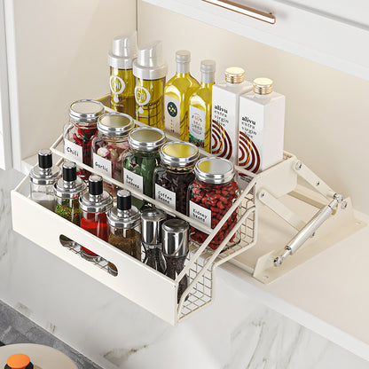 Cabinet pull rod folding storage rack