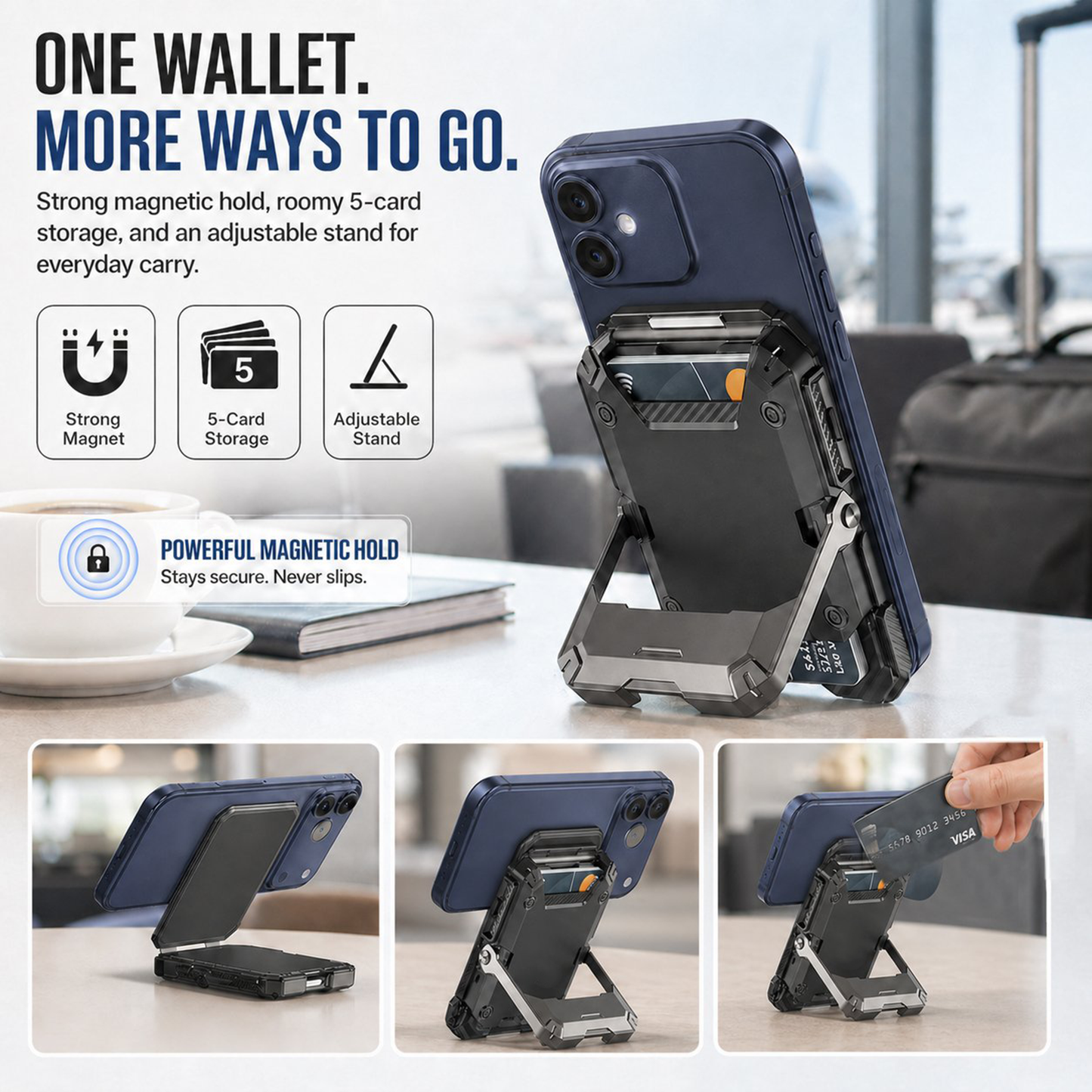 Magnetic Wallet with Stand