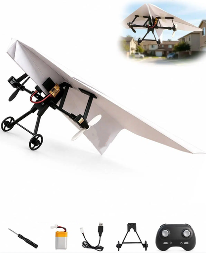 Up RC Paper Airplane Kit with Gyro Stabilizer – DIY Electric Remote Control Plane with Dual Propellers, Lightweight Foldable Flying STEM Toy