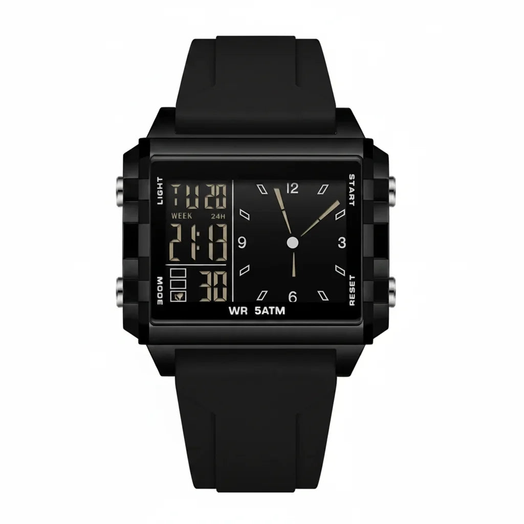 Analog-Digital Sport Watch – Waterproof, Luminous & Multi-Function