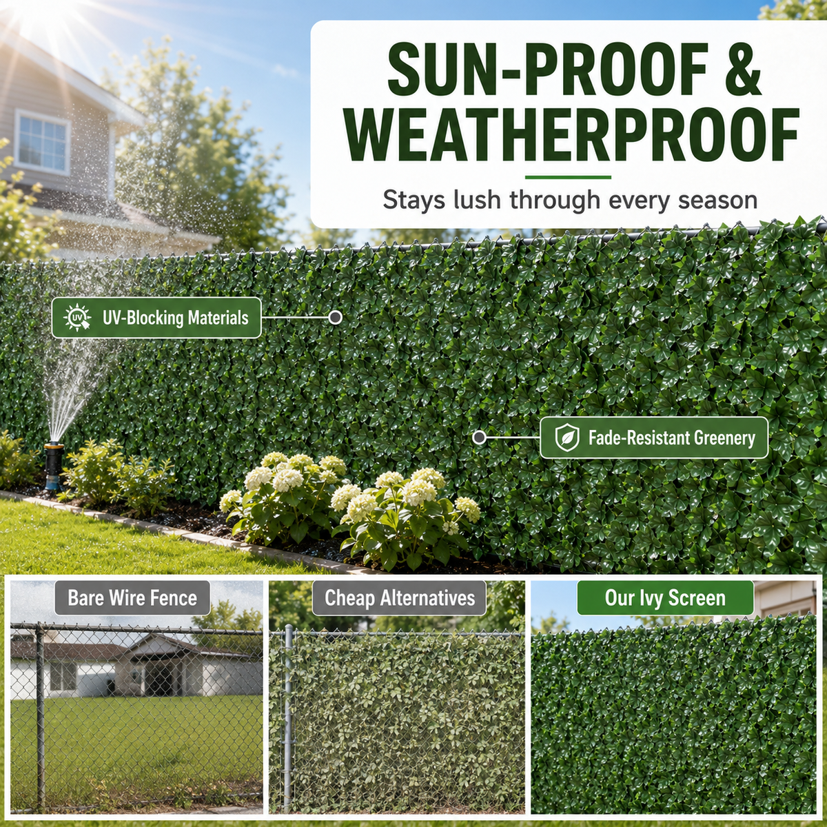 🏡 Upgrade Your Outdoor Space: Premium Faux Leaf Privacy Fence & Garden Hedge