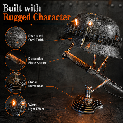 🪖 War Relic Vintage Helmet Table Lamp🎁