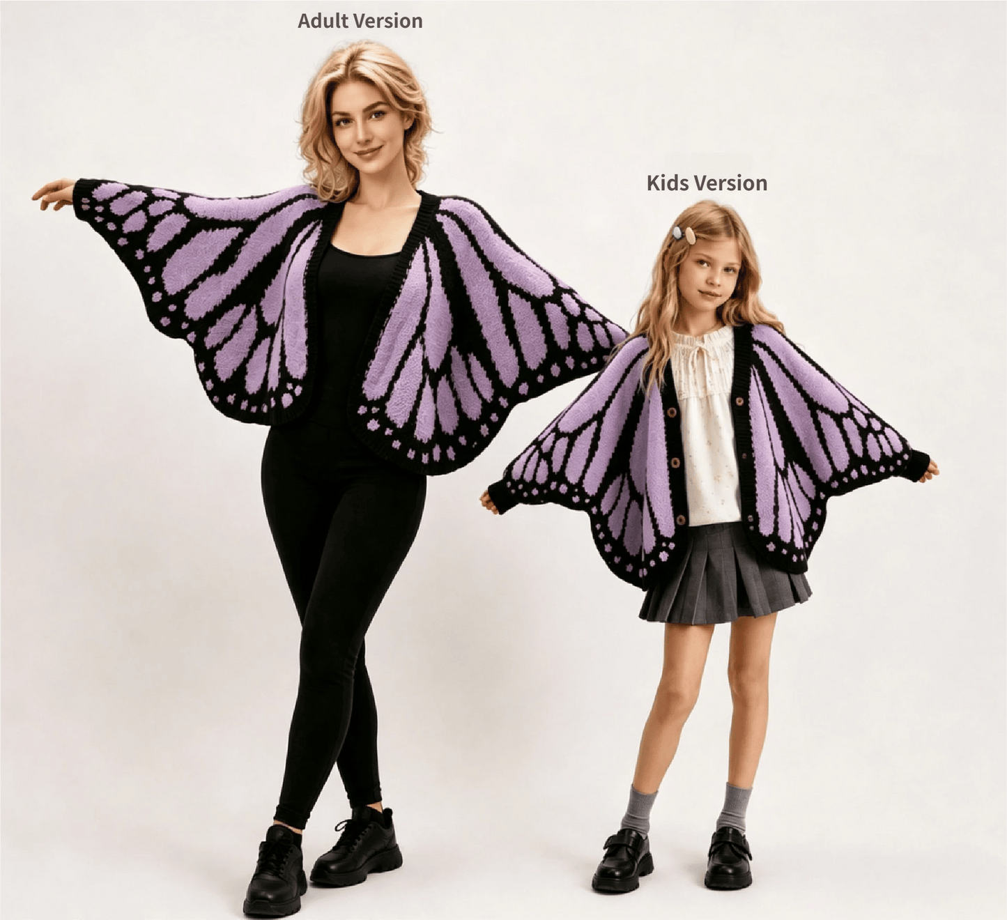 🦋Monarch butterfly-patterned knit cape/shawl-style cardigan