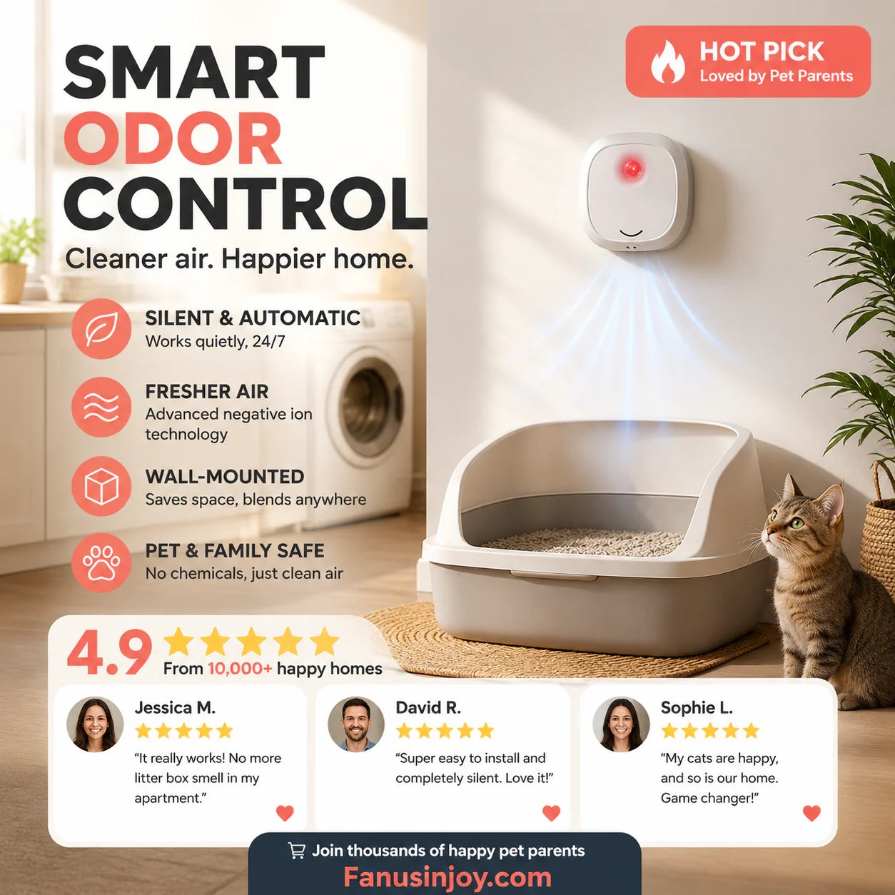 🌬️Say goodbye to unpleasant odors with it! Smart Quiet Pet Odor Eliminator