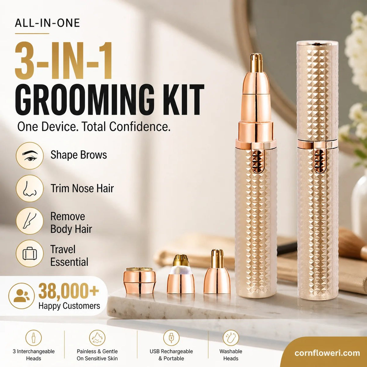 📍 2026 Sale — Over 38,000 Sold!🔥 Portable Electric Eyebrow Trimmer – Interchangeable Heads 🪒