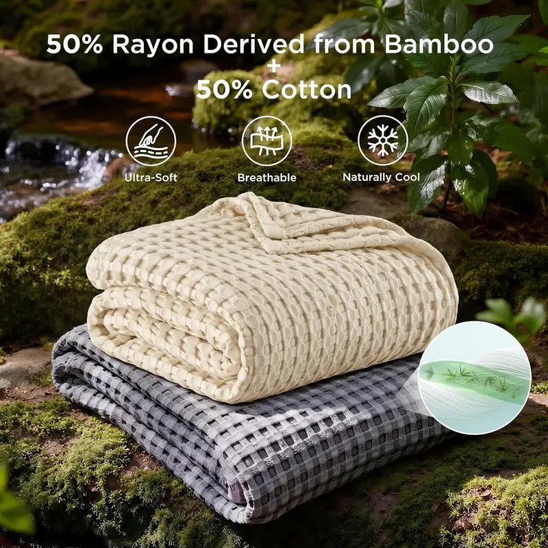 🔥SELLING FAST! 🎋Bamboo Waffle Cooling Blanket