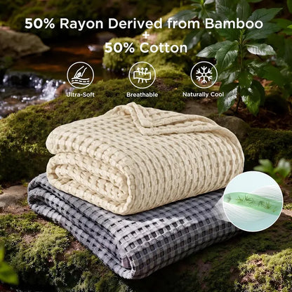 🔥SELLING FAST! 🎋Bamboo Waffle Cooling Blanket