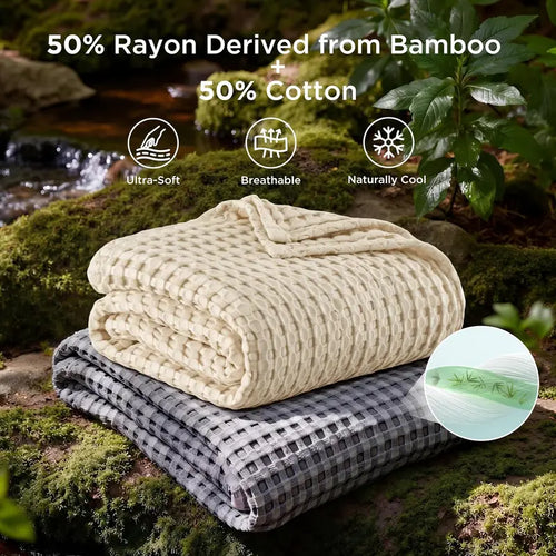 🔥SELLING FAST! 🎋Bamboo Waffle Cooling Blanket