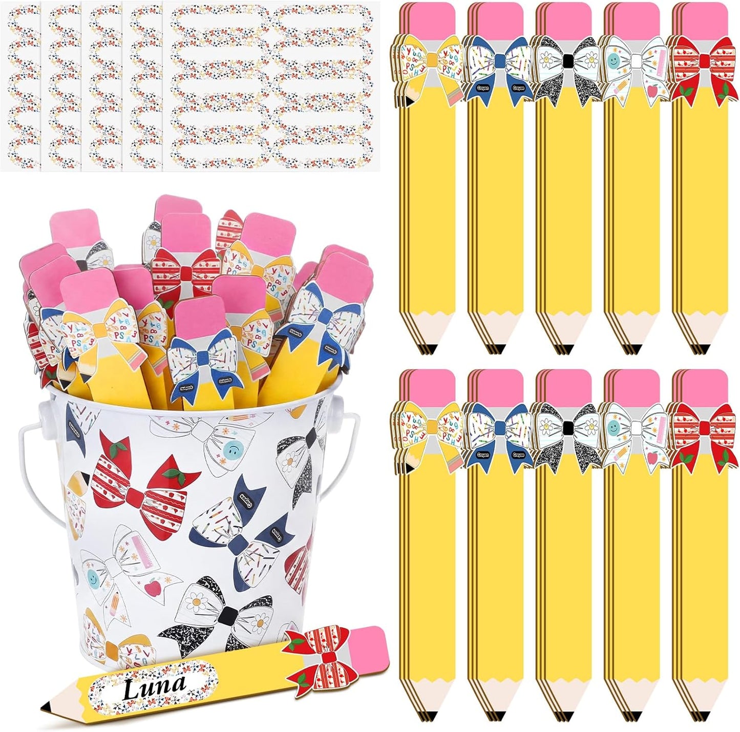 121 Pcs Back to School Teacher Gift Flip Name Sticks Set with Storage Cup