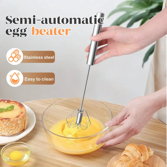 🥄✨ Stainless Steel Hand-Push Rotary Whisk – Effortless Mixing in Seconds!