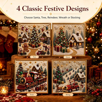 🔥HOT SALE🔥🎄🎅 Premium 3D Pearl Christmas Wall Art Kit | Luxury Flocked Canvas with Scratch-Resistant Non-Fading Pearl Beads DIY Holiday Decor ⛄️❄️