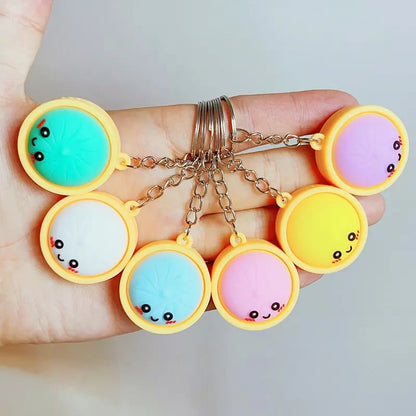 🥟Cute Dumpling Pressable Fidget Keychain-touch sensing light