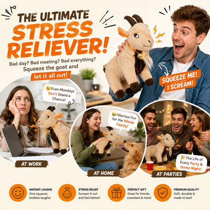 🐐 Screaming Goat Plush Toy – Funny Scream Desk Toy & Hilarious Gag Gift
