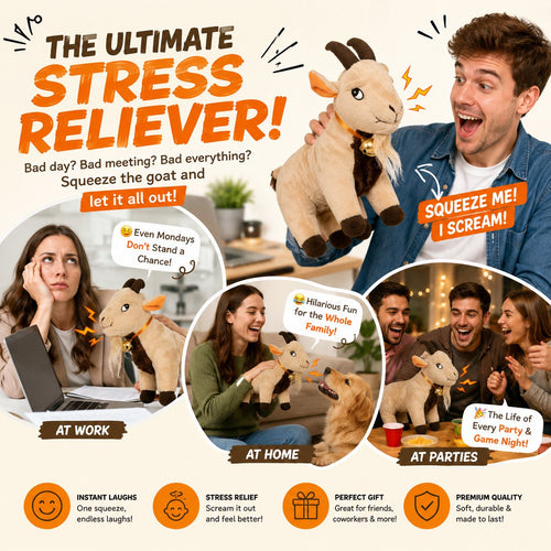 🐐 Screaming Goat Plush Toy – Funny Scream Desk Toy & Hilarious Gag Gift