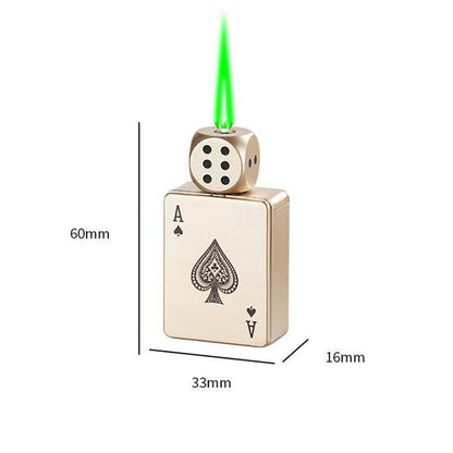 🎉Buy 1 Get 1 Free🎲Windproof Poker Dice Rotating Cigar Lighter, Butane Refill (Not Included)