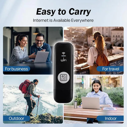 4G LTE WiFi Router[No SIM Card]150Mbps USB Modem Unlocked Portable Car WiFi Adapter for Desktop PC Notebook TV Black Wireless Dongle Device