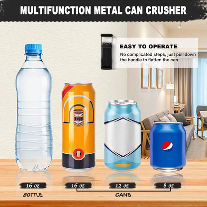 🥫16 oz Metal Can Crusher, Heavy-Duty Wall-Mounted Smasher