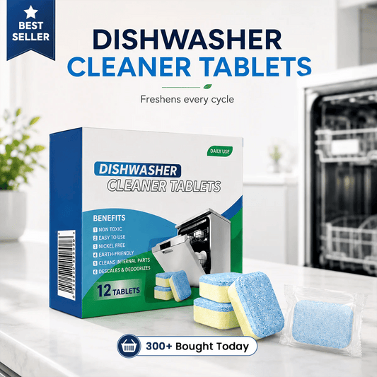 Dishwasher Cleaner Tablets 12-Pack – Descaling & Deodorizing Pods for Limescale, Calcium Buildup & Odor Control