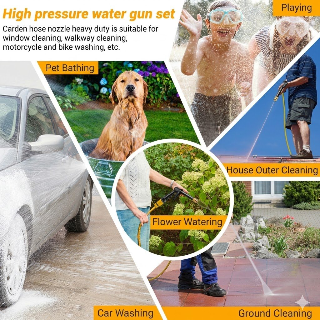 🔥[Father's Day Gift] Portable High-Pressure Spray Gun, Adjustable Hose Nozzle