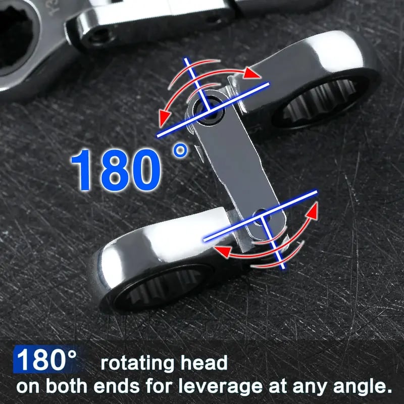 🛠️ 5-Piece Stubby Flex Head Ratchet Wrench Set | 72-Tooth Metric Mechanic Tools