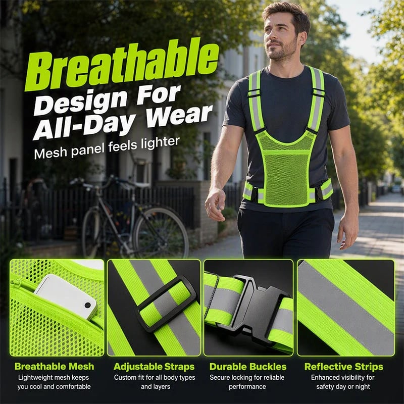 💥Buy 1 get 1 free 🔥High Visibility Reflective Vest Adjustable Safety Running Gear with Pocket