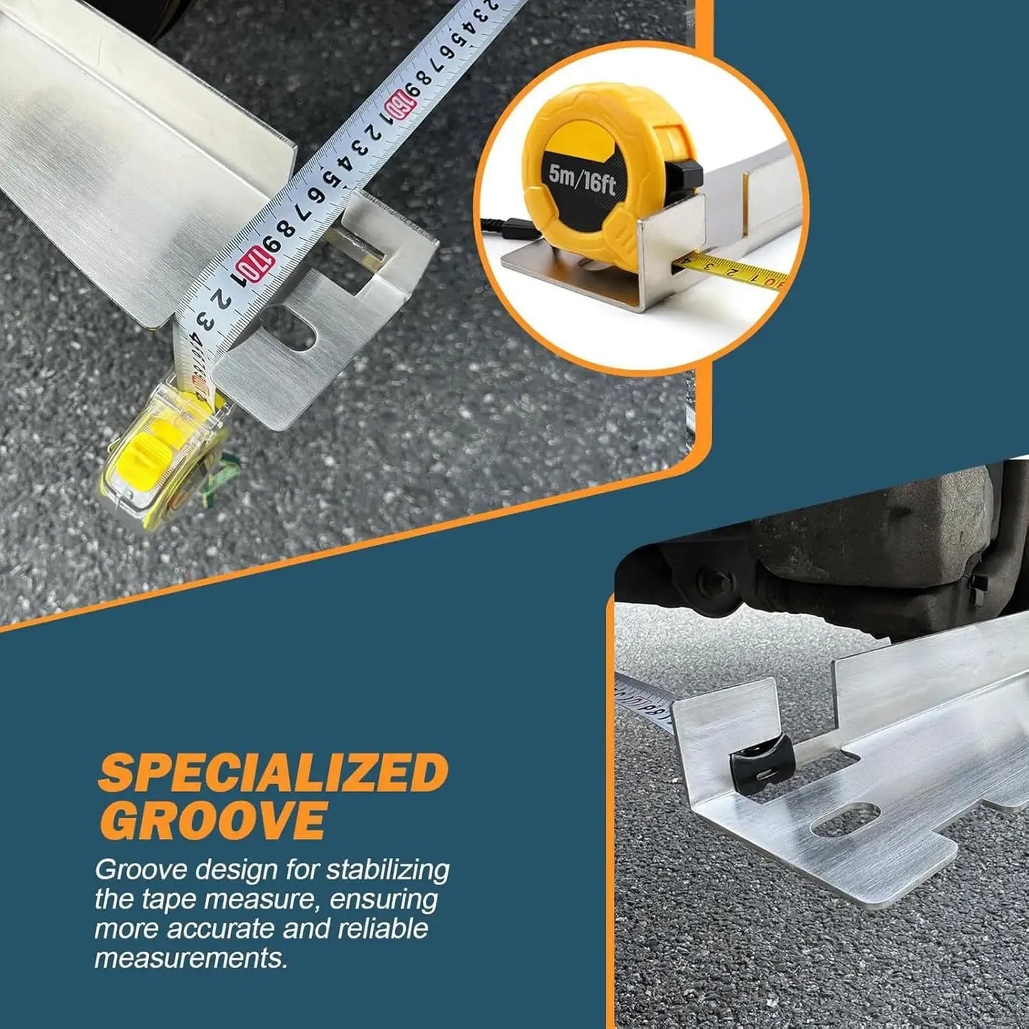 🔧Stainless Steel Wheel Toe Alignment Plate – Heavy Duty Measuring Tool with Grooves & Wall Mount Storage