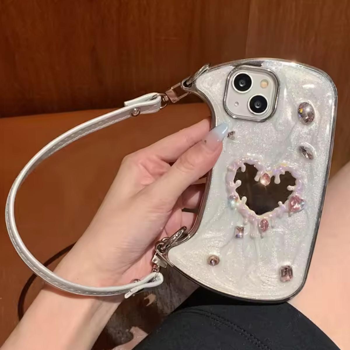 📱Glitter Diamond Heart Phone Case with Lanyard for iPhone 17–13 Pro Max ✨