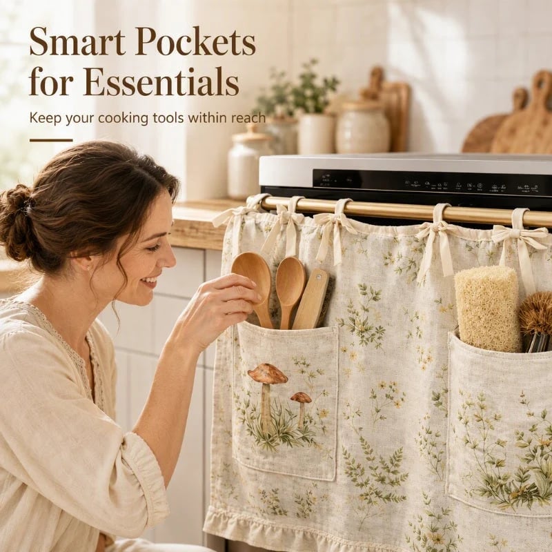🎃Oven Skirt Curtain with Pockets🍄