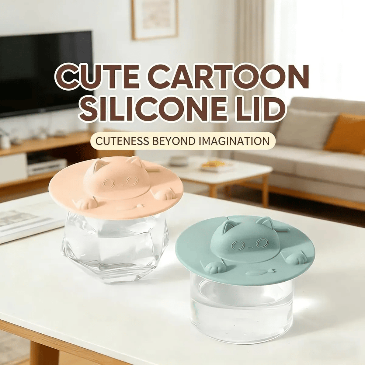 🎉🍵Universal Food-Grade Silicone Mug Lid (Cat Design)🐱