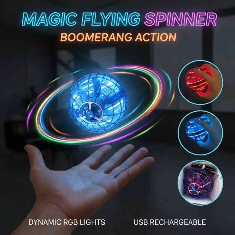 🎁Children's Day Gifts🚀 Levitating Induction Flying Ball – Smart Glow Gyro for Fingertip Play – LED Mini Drone Toy for Kids & Adults ✨