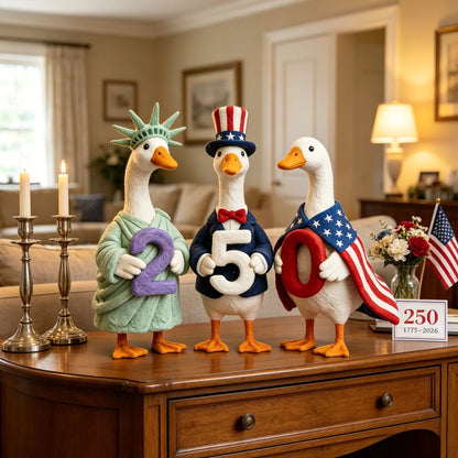 Whimsical "USA 250" Patriotic Geese Centerpiece