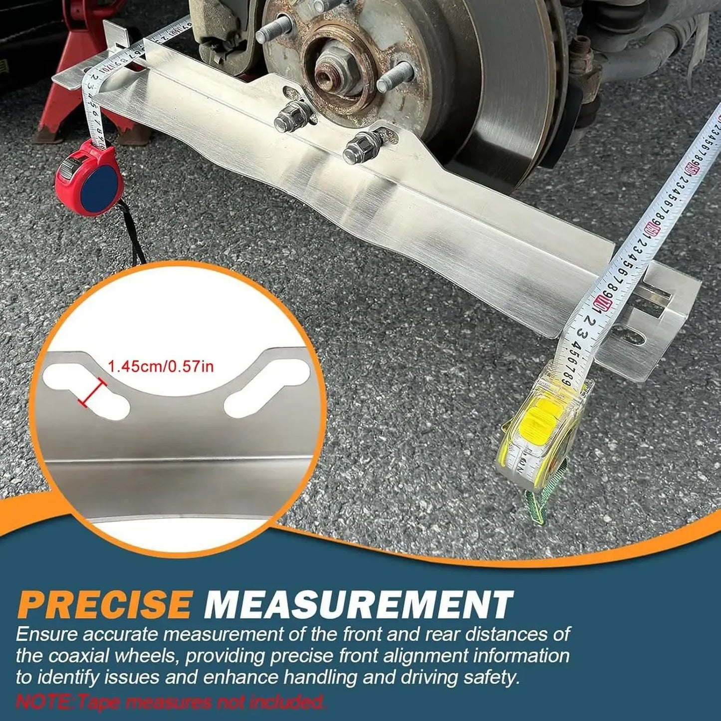 🔧Stainless Steel Wheel Toe Alignment Plate – Heavy Duty Measuring Tool with Grooves & Wall Mount Storage