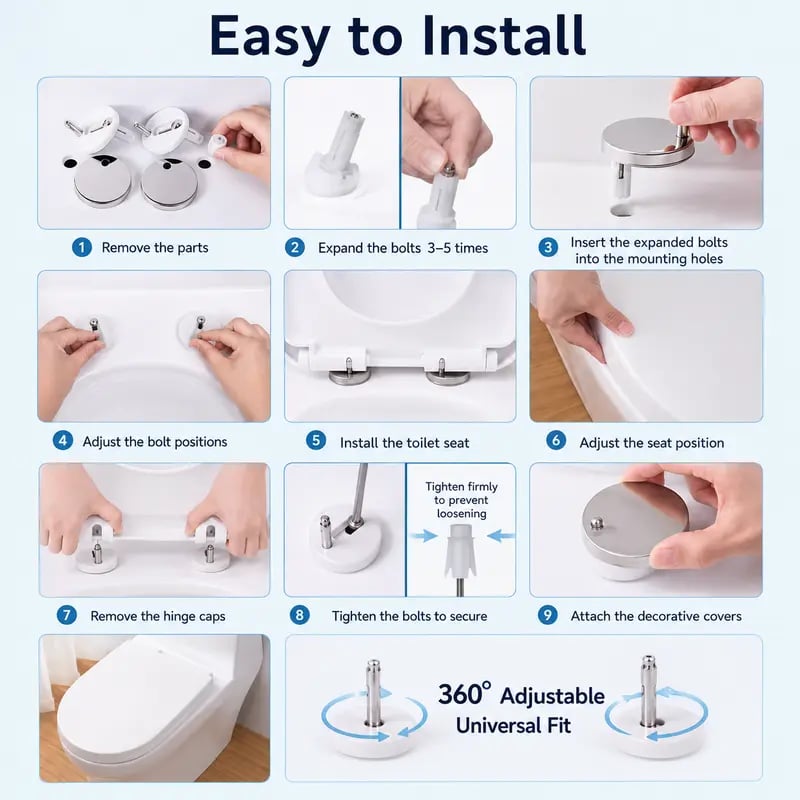 🚽 Universal Toilet Seat Expansion Bolts | Stop Wobbly Loose Toilet Seats