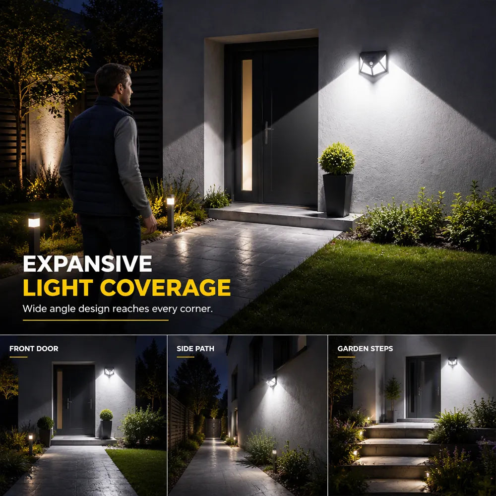 Light Up Gardens Instantly! 140-LED Motion Sensor Solar Wall Lamp