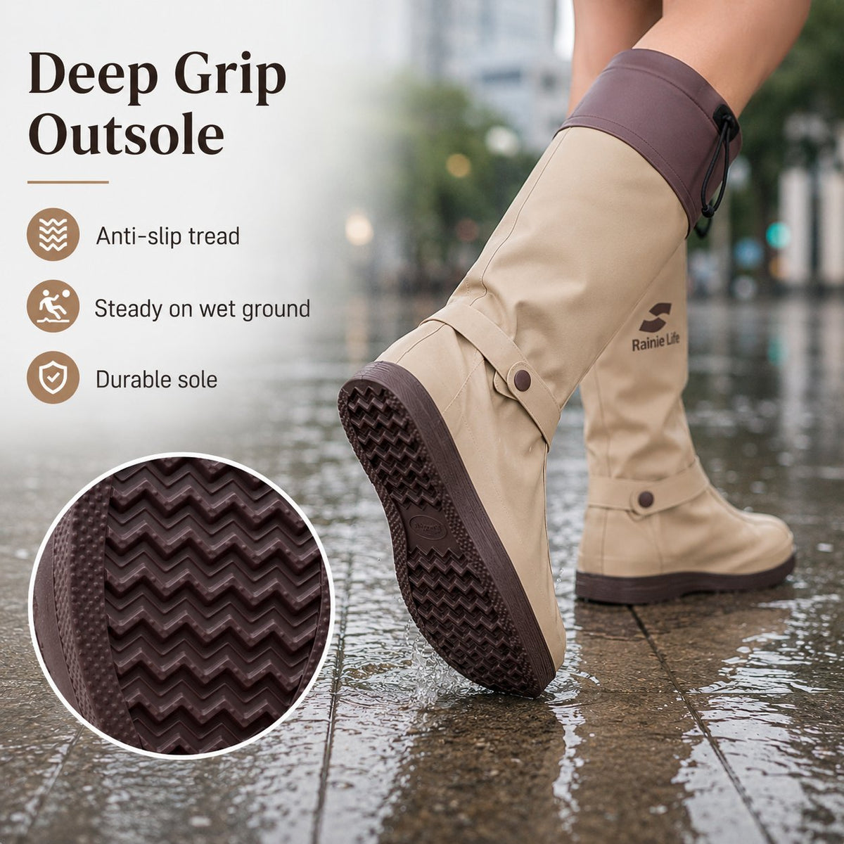 🔥🎁High‑Tube Foldable Waterproof Shoe Covers   Non‑Slip Dual‑Lock Rain Foot Protection for Daily Outdoor Commuting & Wet‑Weather Travel