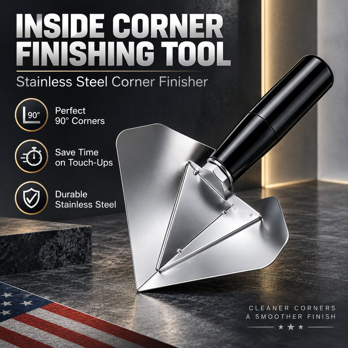 🛠️ Stainless Steel Inside Corner Finishing Trowel