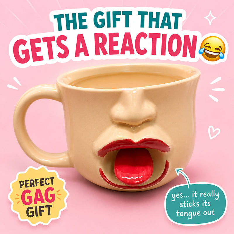 👅Quirky abstract tongue ceramic mug