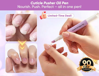 🖊️2-in-1 Cuticle Remover Pen, 45° Ceramic Tip for Dry Cuticles & Hangnails, Hydrating Nail Care, Easy Dispensing, Portable 2-Pack for Travel