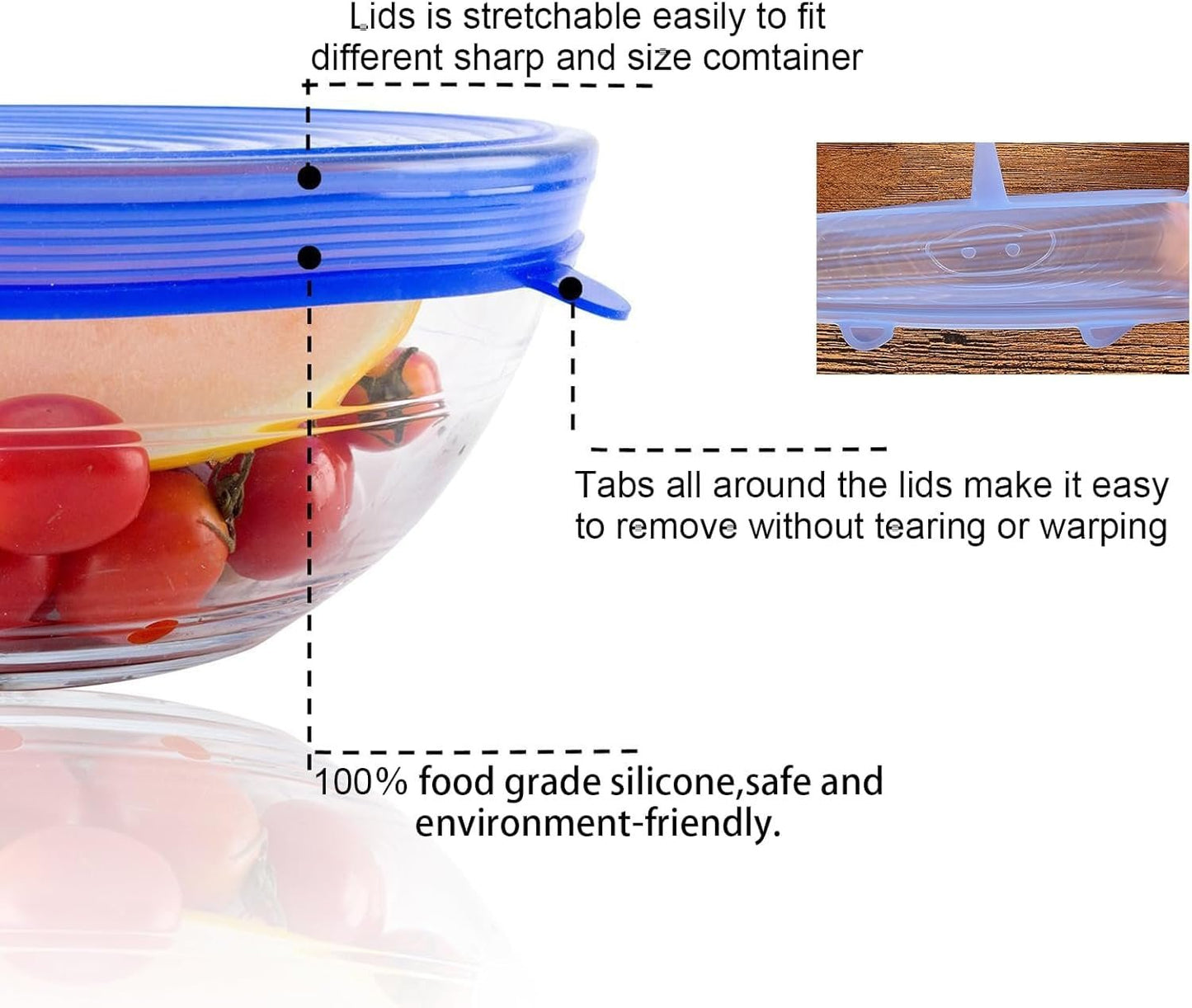 6/12pcs set Silicone Cover Stretch Lids Reusable Airtight Food Wrap Covers