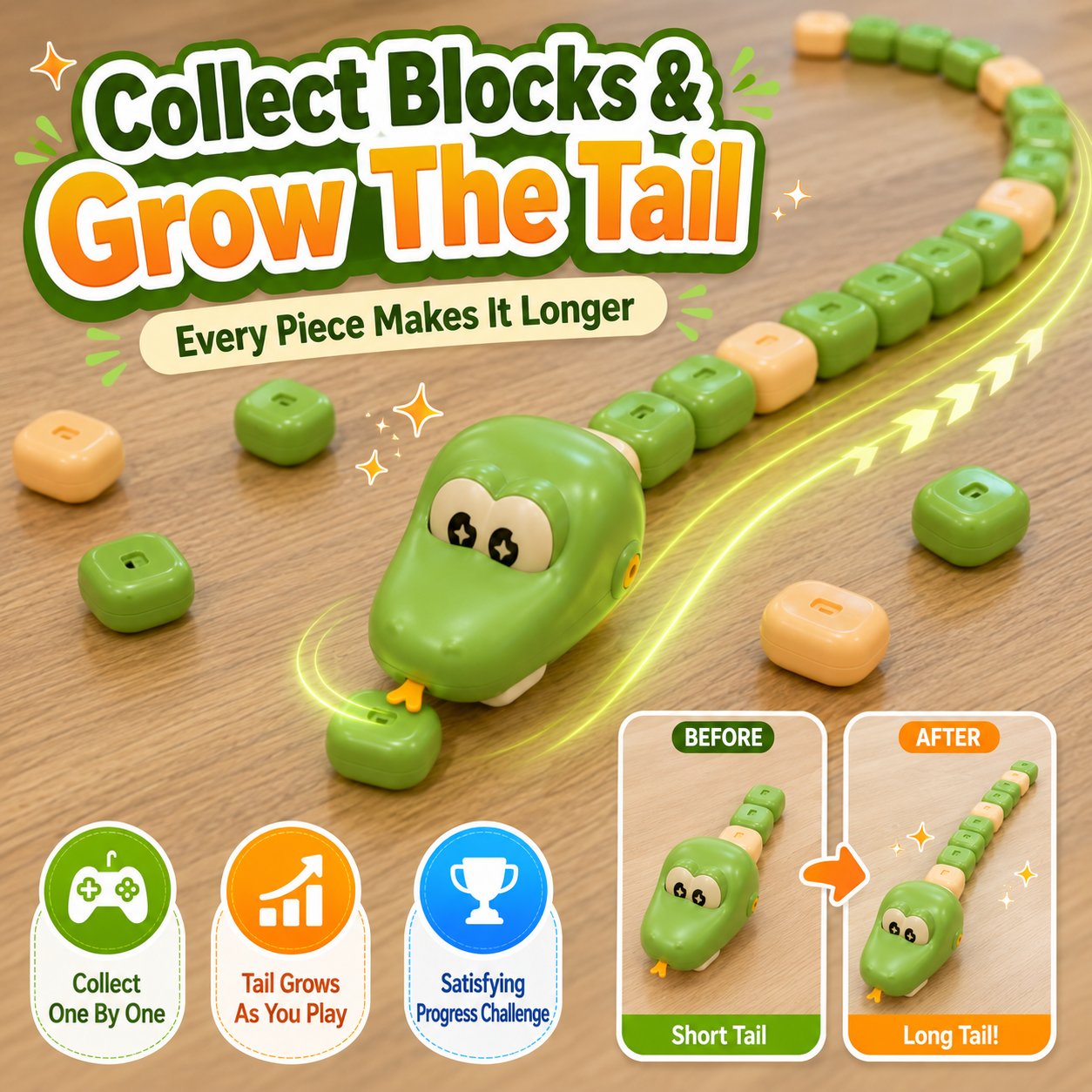 Remote Control Snake Block-Collecting Game