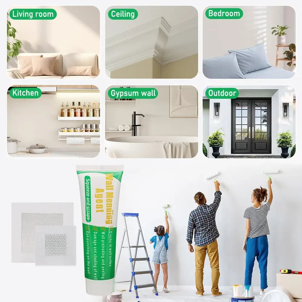 🔥Hot Sale 🧱Drywall Repair Kit  – Wall Patch Spackle Set with Scraper & Sandpaper | Quick DIY Wall Hole & Crack Fixing Tool Kit