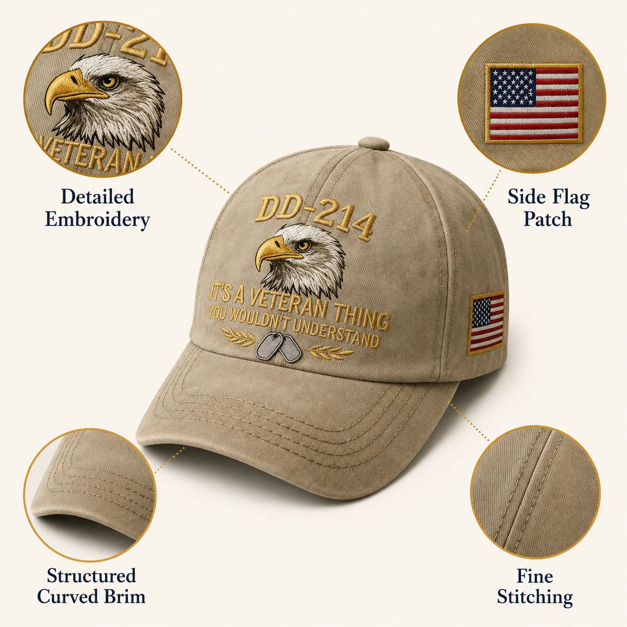 DD-214 Veteran 3D Embroidered Cap - “IT'S A VETERAN THING YOU WOULDN'T UNDERSTAND”🎁