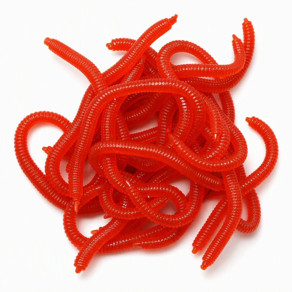 📍Simulation Earthworm Soft Fishing Lures Shrimp Scented Artificial Worm Baits for Freshwater and Saltwater Pack of 50 or 100